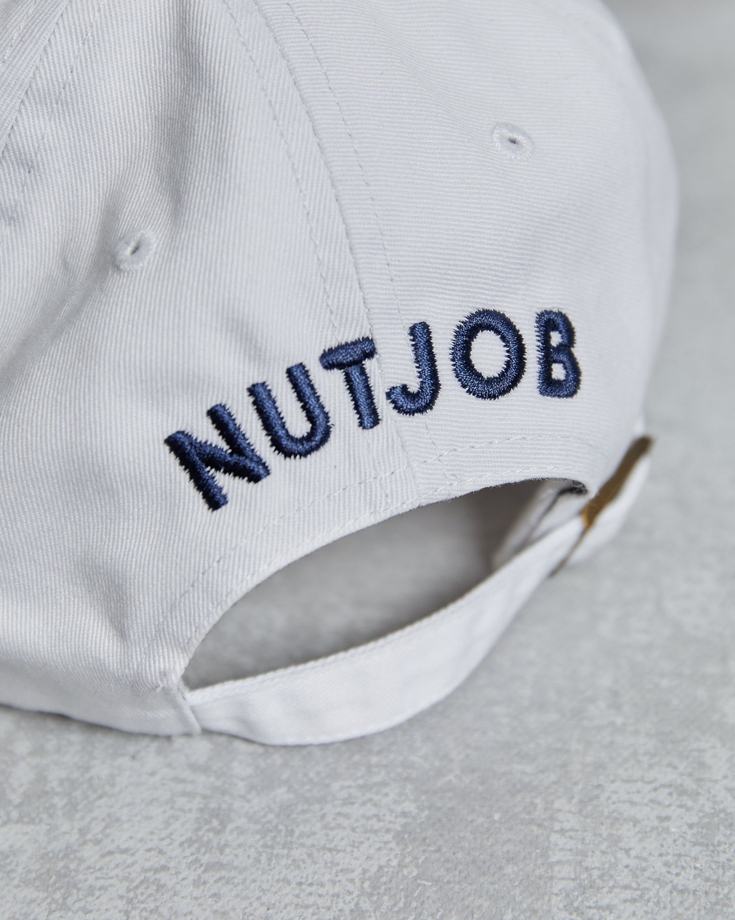 White NEW YORK NUTJOB baseball cap hat with navy New York logo embroidery