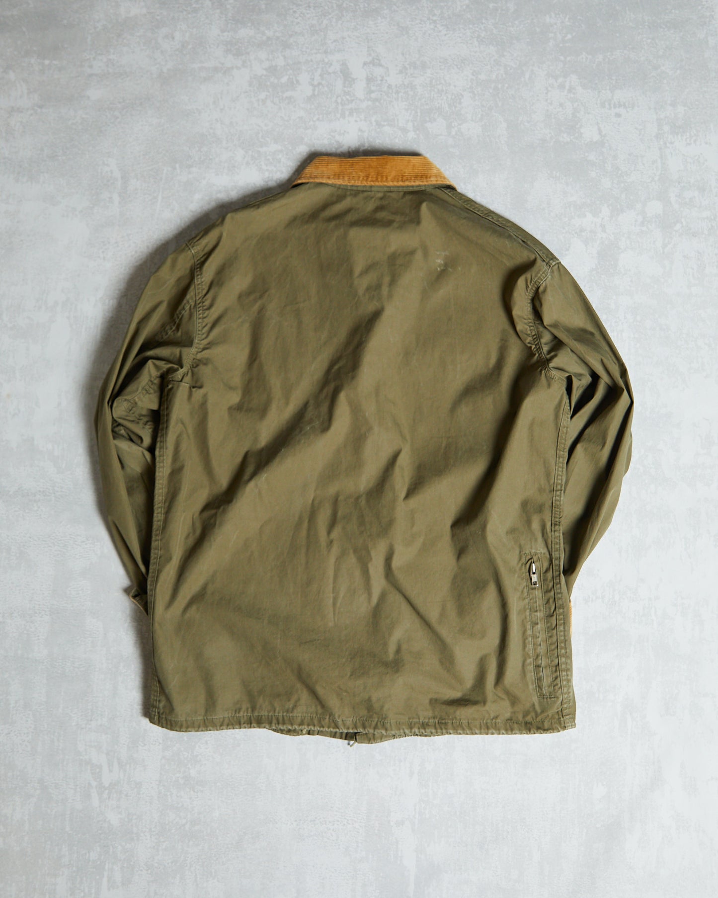 Vintage polo ralph lauren Olive green chore coat with brown corduroy collar and cuffs