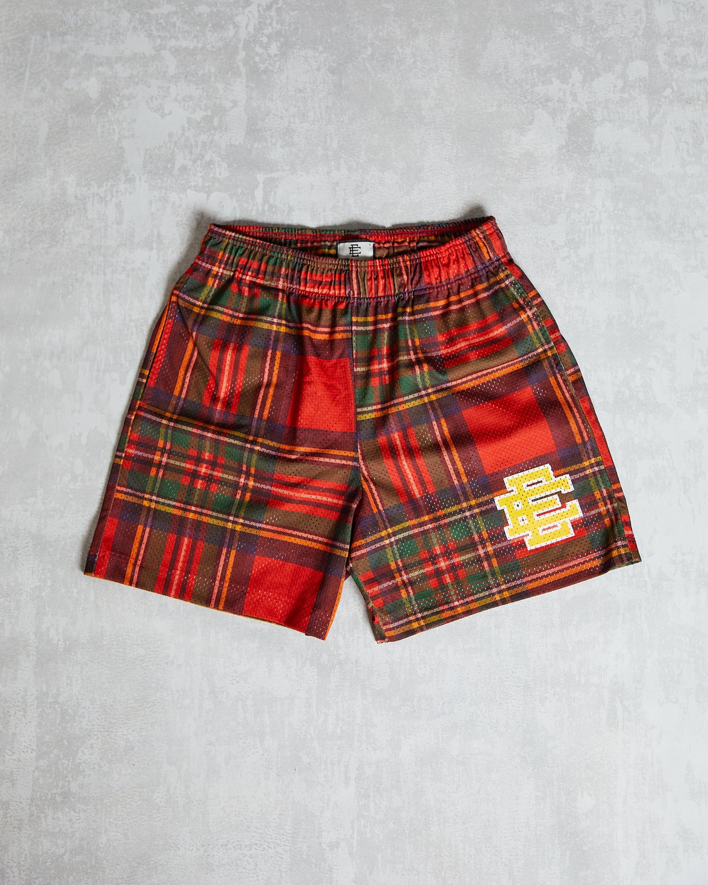 Eric Emanuel Plaid Mesh Shorts Red Medium