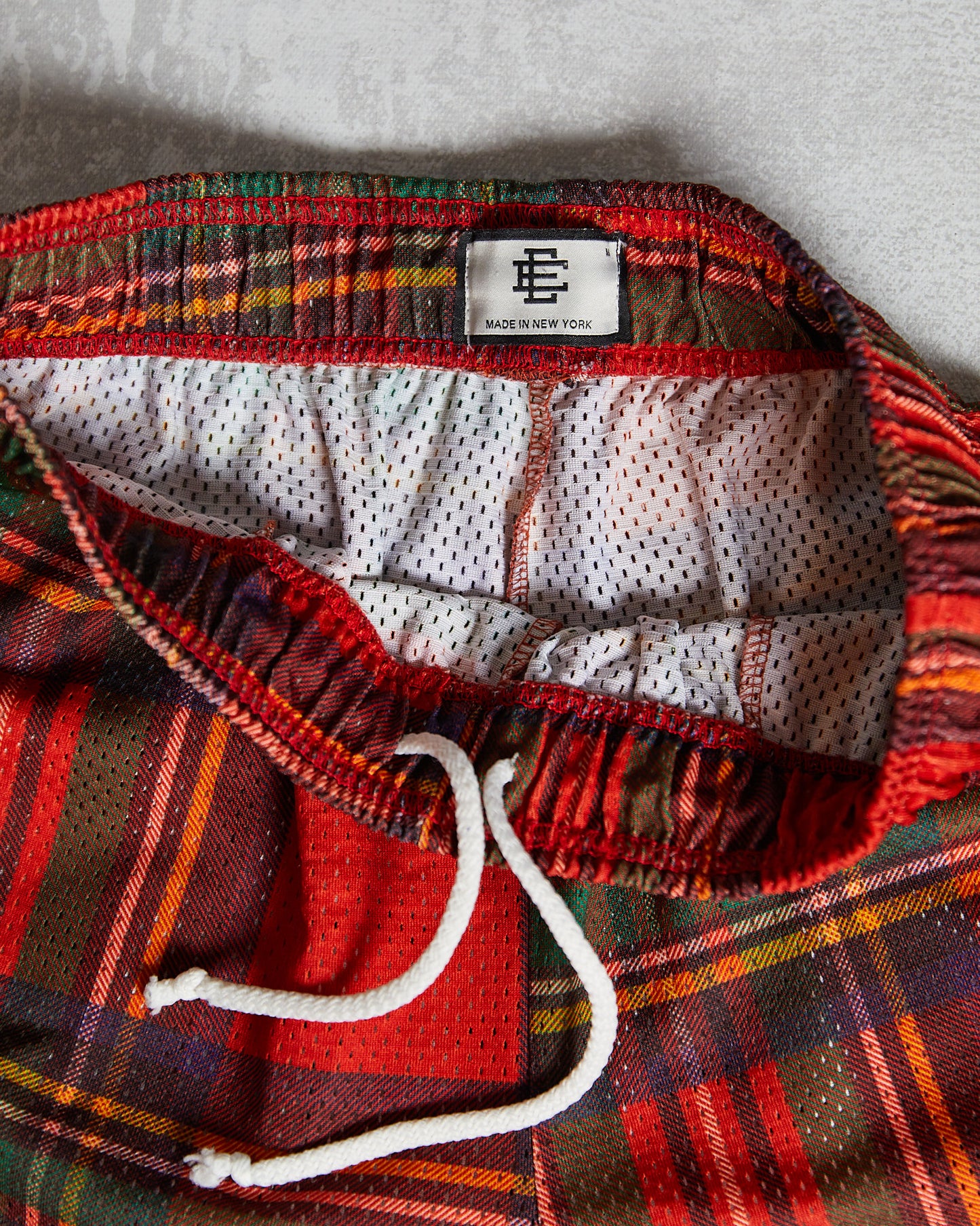 Eric Emanuel Plaid Mesh Shorts Red Medium