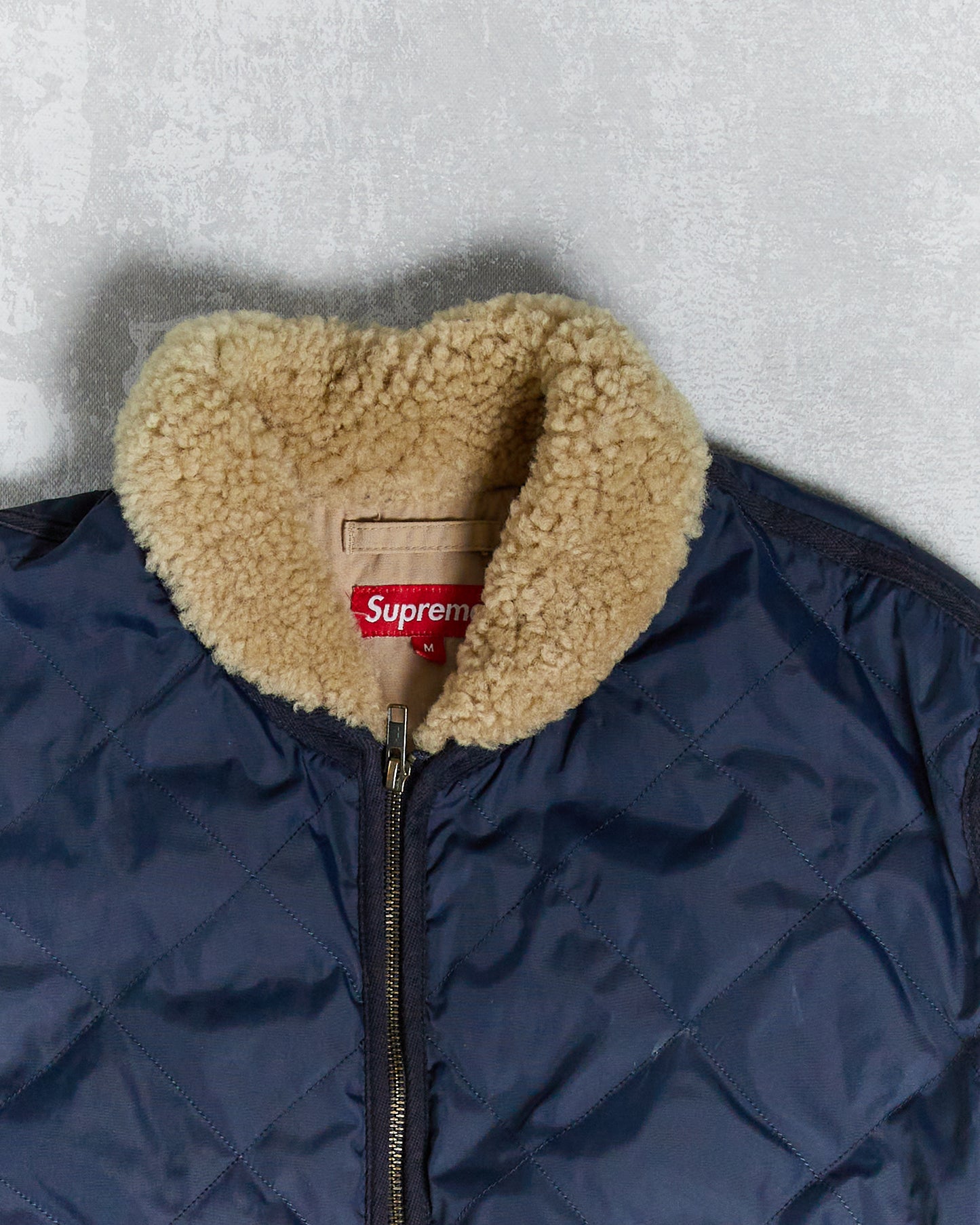 Supreme Quilted Nylon Tanker Jacket Medium Navy Blue
