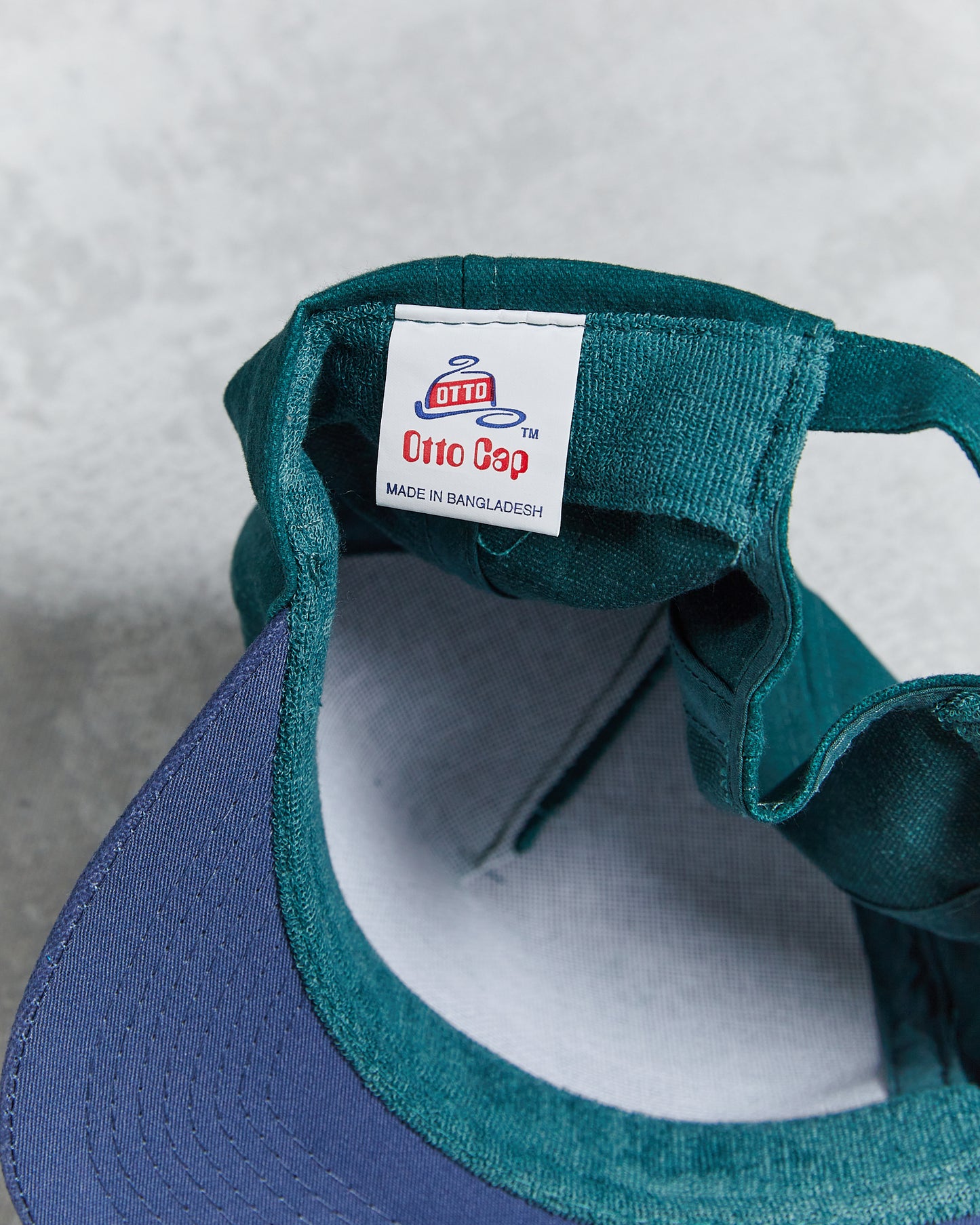 OTTO Cap high profile green and blue strap back adjustable hat 