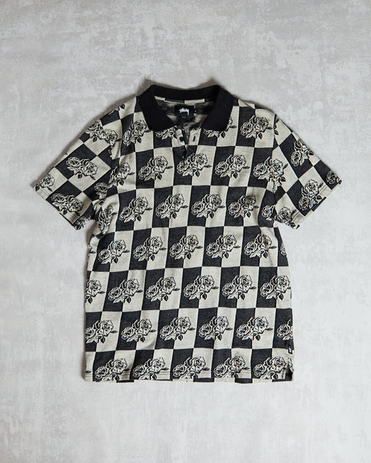 Stussy Rose Checkered  Polo black grey