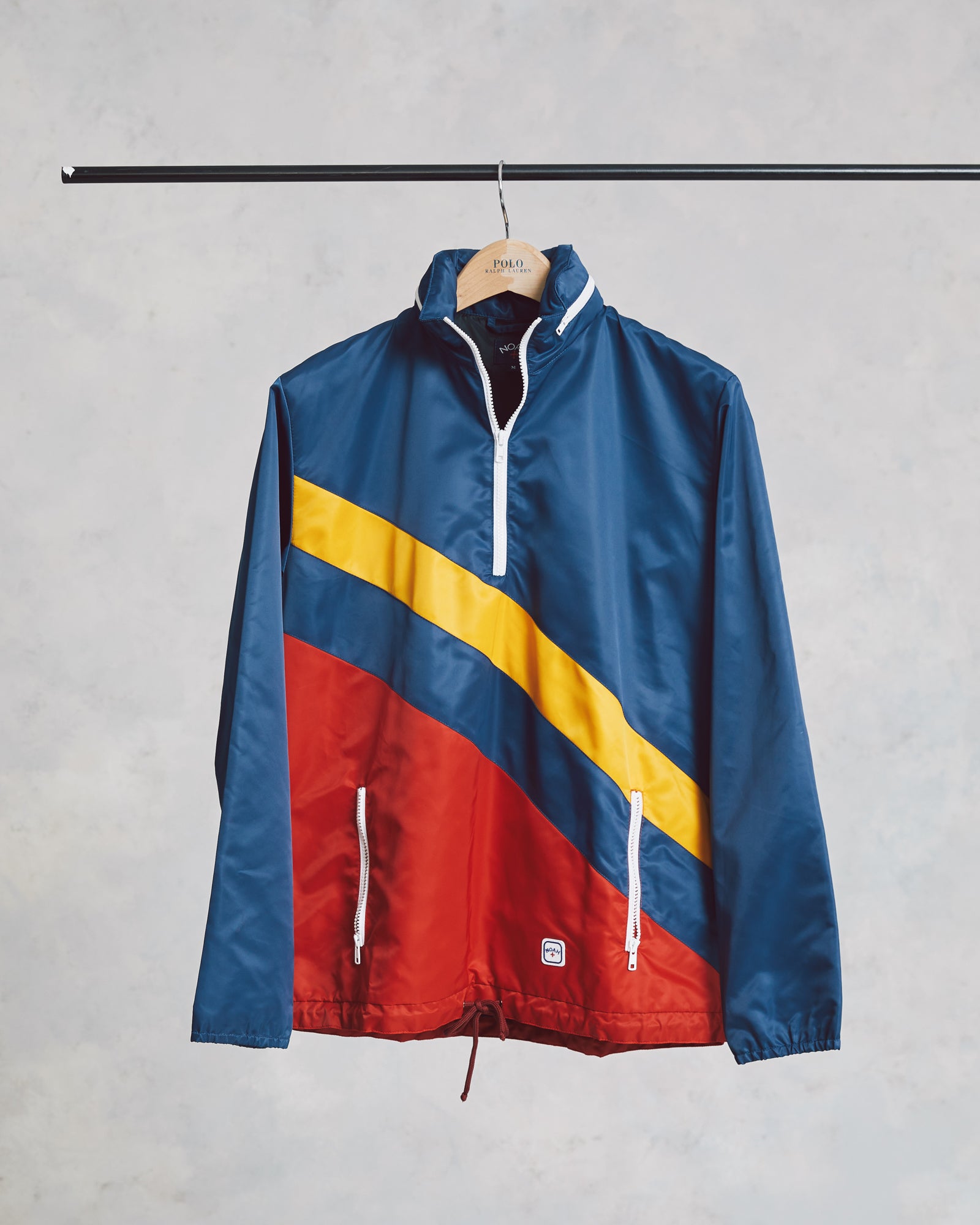 Noah Quarter Zip Pullover Jacket Blue Yellow White Red
